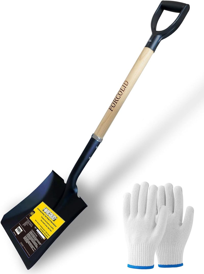 FORCOLID Flat Shovel, Square Shovel for Transfer Snow, 41 inch Long, Durable D Grip, for Farming, Outdoor Works, Gardening, Landscape Works - Image 1